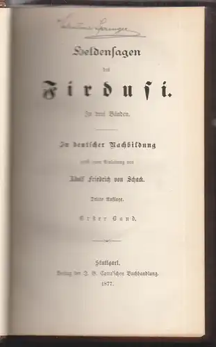 Heldensagen des Firdusi. In deutscher Nachbildung nebst einer Einleitung von Ado