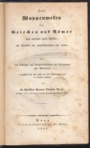 Das Wappenwesen der Griechen und Römer und anderer alter Völker, ein Vorbild des