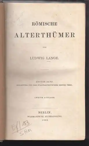 Römische Alterthümer. LANGE, Ludwig.