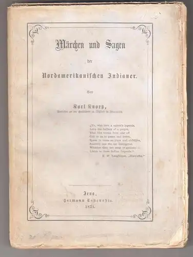 Märchen und Sagen der Nordamerikanischen Indianer. KNORTZ, Karl.