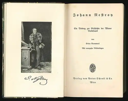 Johann Nestroy. Ein Beitrag zur Geschichte der Wiener Volkskomik. ROMMEL, Otto.