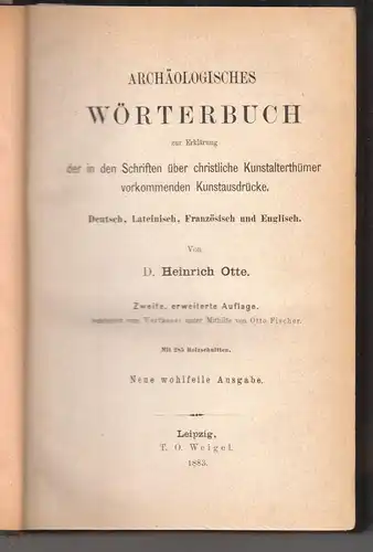 Archäologisches Wörterbuch zur Erklärung der in den Schriften über christliche K