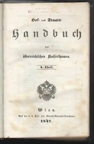 Hof- und Staats-Handbuch des österreichischen Kaiserthumes.
