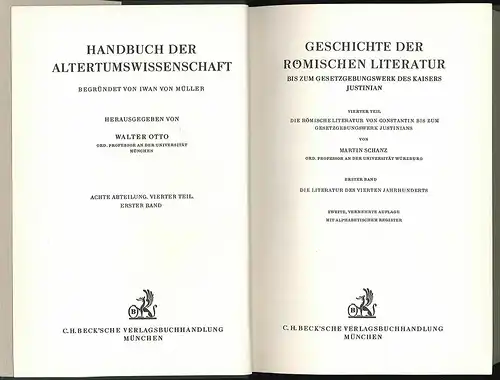 Geschichte der römischen Literatur bis zum Gesetzgebungswerk des Kaisers Justini