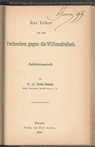 Der strafrechtliche Schutz der Eisenbahnen im Deutschen Reiche. LOOCK, Walter.