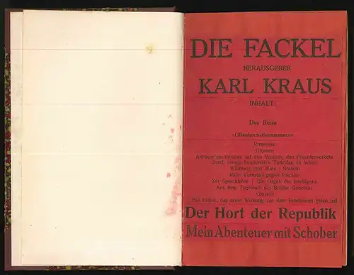 DIE FACKEL. Hrsg. Karl Kraus.