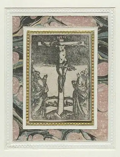 Kreuzigung mit 2 betenden Heiligen.