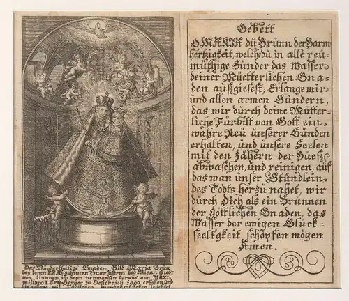 Das wunderthätige Gnaden Bild Maria Brun bey denen P. P.  Augustiner Baarfüssern