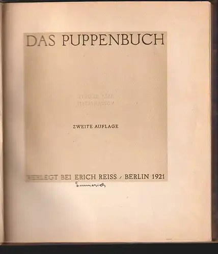 Das Puppenbuch. SCHICKELE, Rene. - EDSCHMID, Kasimir. - DÄUBLER, Theodor. - MIER