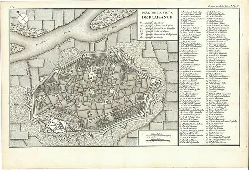Plan de la ville de Plaisance. [LALANDE, Joseph Jerome Le Francais de.].