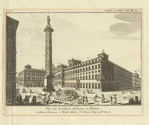 Vue de la place Colonne a Rome. [LALANDE, Joseph Jerome Le Francais de.].