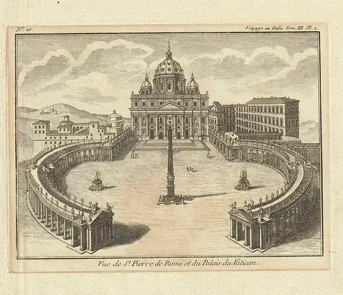 Vue de St. Pierre de Rome et du Palais du Vatican. [LALANDE, Joseph Jerome Le Fr