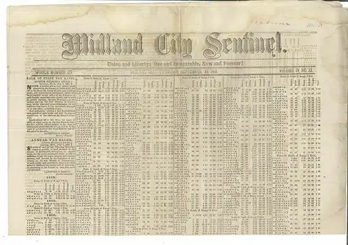 Midland City Sentinel. Union and Liberty; One and Inseparable, Now and Forever!