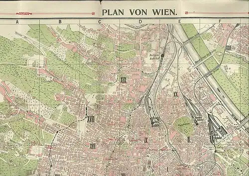 Plan von Wien. Wegweiser mit Haupt-Verkehrs-Plan von Wien. Im Maßstab 1: 19.000.