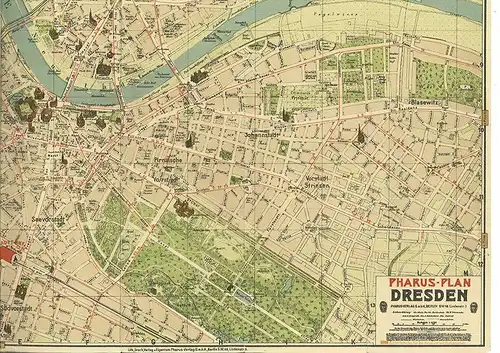 Pharus-Plan Dresden. Maßstab 1: 11700. LÖWE, Cornelius.