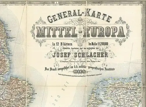 General-Karte von Mittel-Europa in 12 Blättern im Masse 1: 1,200.000. Entworfen,