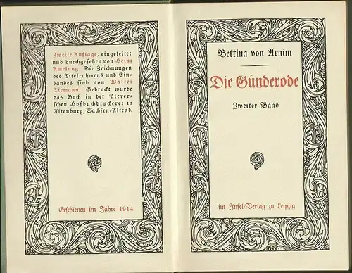 Die Günderode. ARNIM, Bettina von.