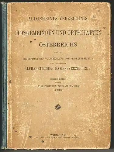 Allgemeines Verzeichnis der Ortsgemeinden und Ortschaften Österreichs nach den E