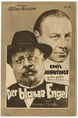 Emil Jannings in dem großen Sprechfilm Der blaue Engel mit Marlene Dietrich.