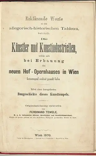 Erklärende Worte zu dem allegorisch-historischen Tableau, betitelt: Die Künstler