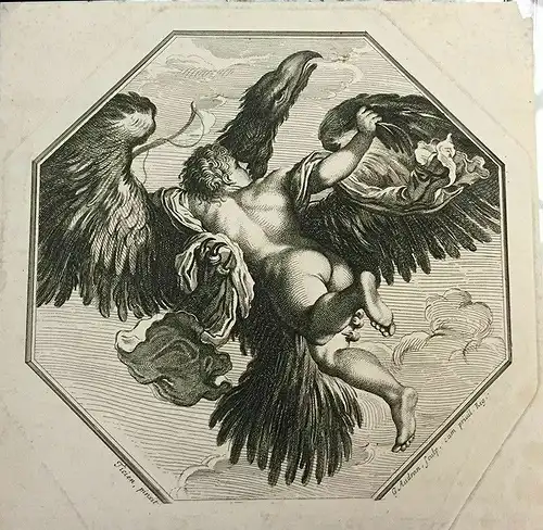Die Entführung des Ganymed (durch Zeus). Ticien, pinxit. G. Audran, sculp. cum p