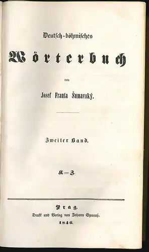 Deutsch-böhmisches Wörterbuch. SUMAVSKY, Josef Franta.
