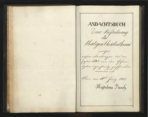 Andachtsbuch. Zur Beförderung des thätigen Christenthums. BOESCH, Magdalena.