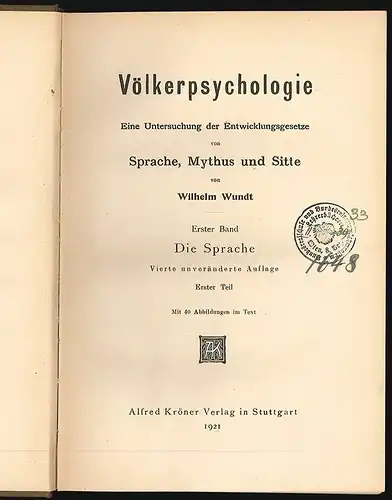 Die Sprache. WUNDT, Wilhelm