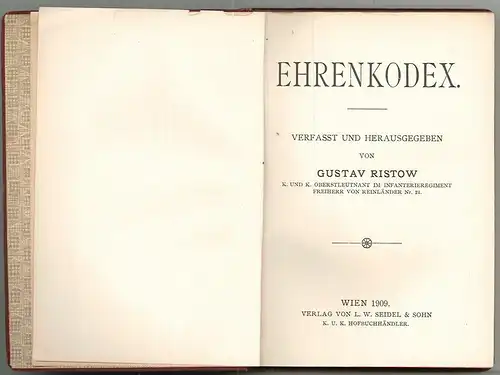 Ehrenkodex. RISTOW, Gustav.