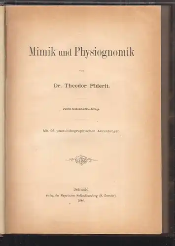 Mimik und Physiognomik. PIDERIT, Theodor.