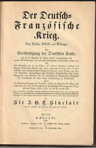 Der Deutsch-Französische Krieg. Seine Ursachen, Geschichte und Wirkungen. Eine V