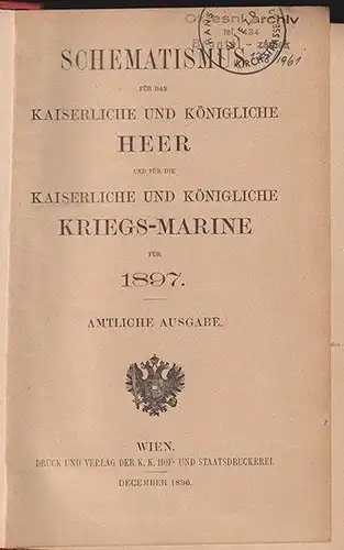 SCHEMATISMUS für das kaiserliche und königliche Heer und für die kaiserliche und