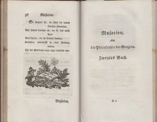 Musarion, oder die Philosophie der Grazien. Ein Gedicht, in drey Büchern. [WIELA