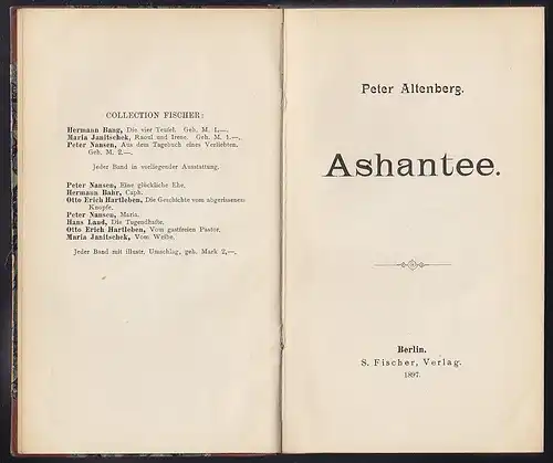 ALTENBERG, Ashantee. 1897