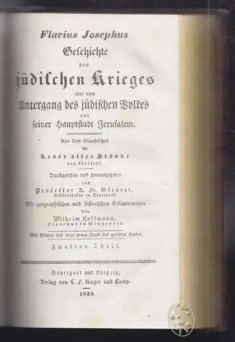 JOSEPHUS FLAVIUS., Geschichte des jüdischen... 1836