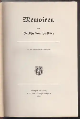 Memoiren. SUTTNER, Bertha v.