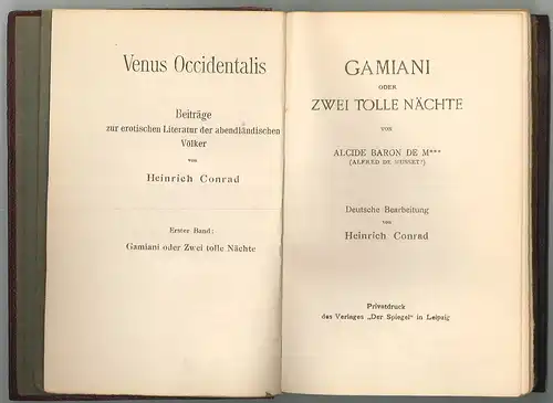 Gamiani oder zwei tolle Nächte von Alcide Baron de M*** (Alfred de Musset). Deut