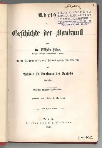 Abriß der Geschichte der Baukunst unter Zugrundelegung seines größeren Werkes al