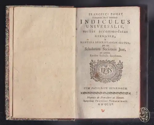 POMEY, Francois Antoine.  POMEY, Indiculus... 1755