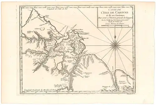 Carte de l`isle de Caienne et ses Environs. Pour servir a l`Histoire generale de