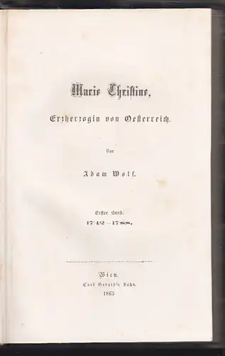 Marie Christine, Erzherzogin von Oesterreich. WOLF, Adam.