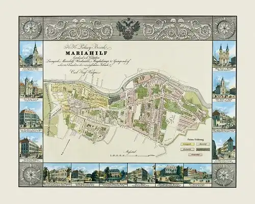 K. K. Polizey-Bezirk Mariahilf  bestehend a. d. Vorstädten Laimgrube, Mariahilf,