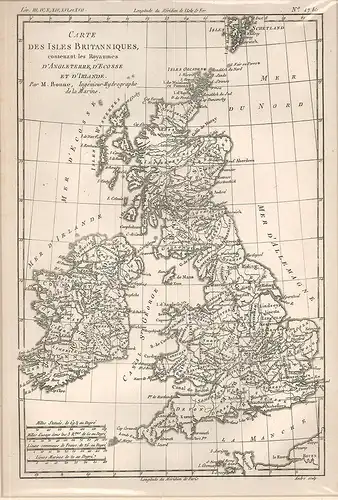Carte des Isles Britanniques, contenant les Royaumes d`Angleterre, d`Ecosse et d