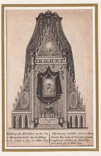 Abbildung des Hochaltars in der Prager Metropolitankirche bey Ausstellung des h.