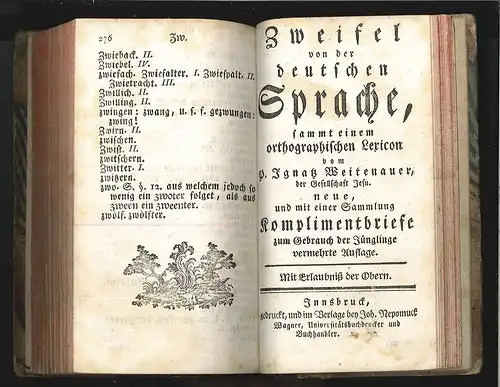 Zweifel von der deutschen Sprache, vorgetragen, aufgelöset, oder andern aufzulös