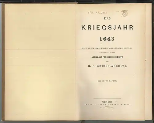 Das Kriegsjahr 1683 nach Acten und anderen authentischen Quellen dargest 0188-23