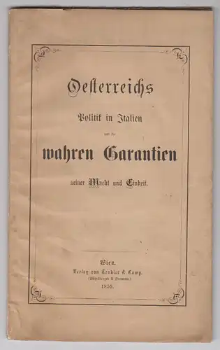 Oesterreichs Politik in Italien und die wahren Garantien seiner Macht und Einhei