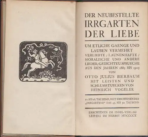 Der neubestellte Irrgarten der Liebe. Um etliche Gaenge und Lauben vermehrt. Ver