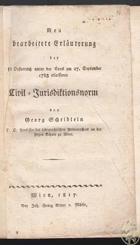 Neu bearbeitete Erläuterung der für Oesterreich unter der Enns am 27. September