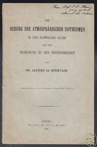 Die Hebung der atmosphärischen Isothermen in den schweizer Alpen und ihre Bezieh